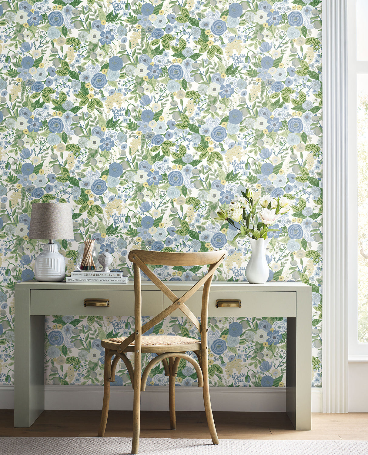 York PSW1484RL Garden Party Blue & Green Multi Peel & Stick Wallpaper