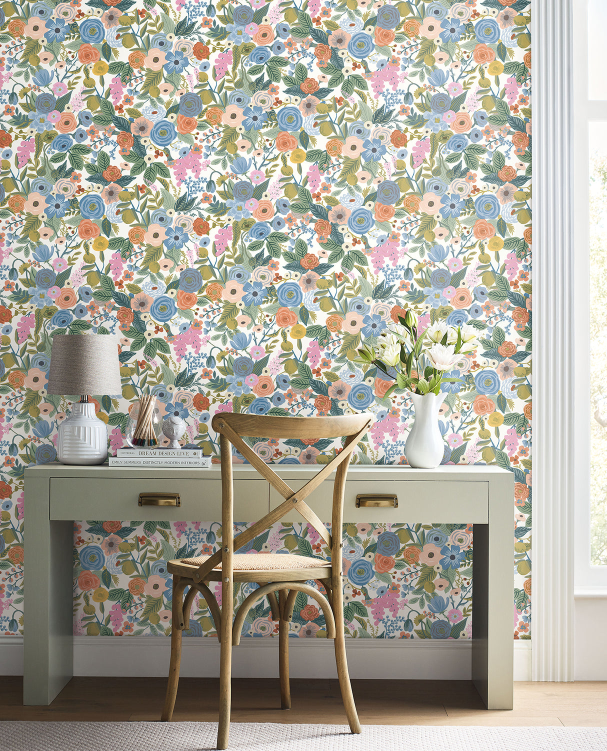York PSW1485RL Garden Party Cobalt Multi Peel & Stick Wallpaper