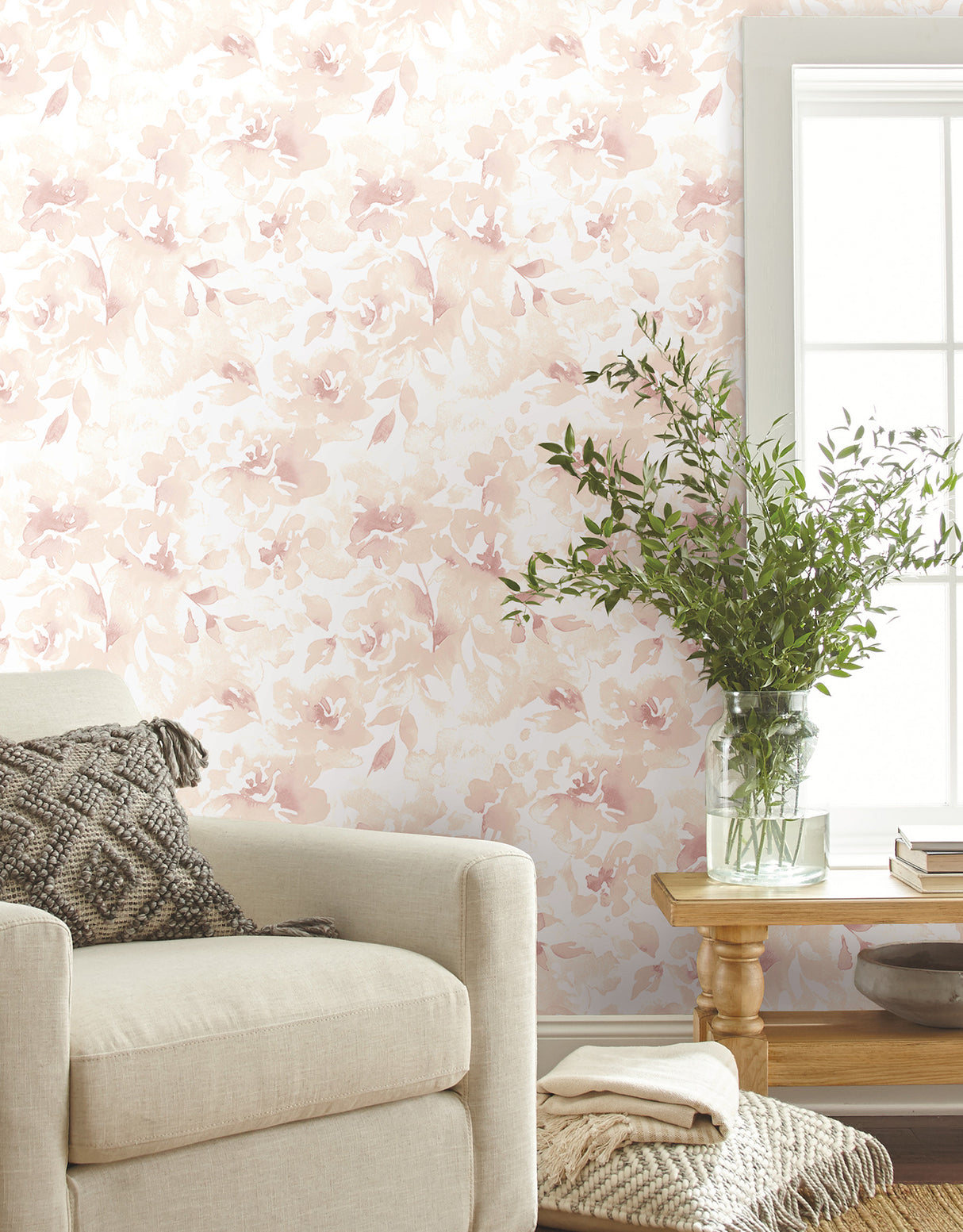 York PSW1493RL Renewed Floral Pink Wallpaper