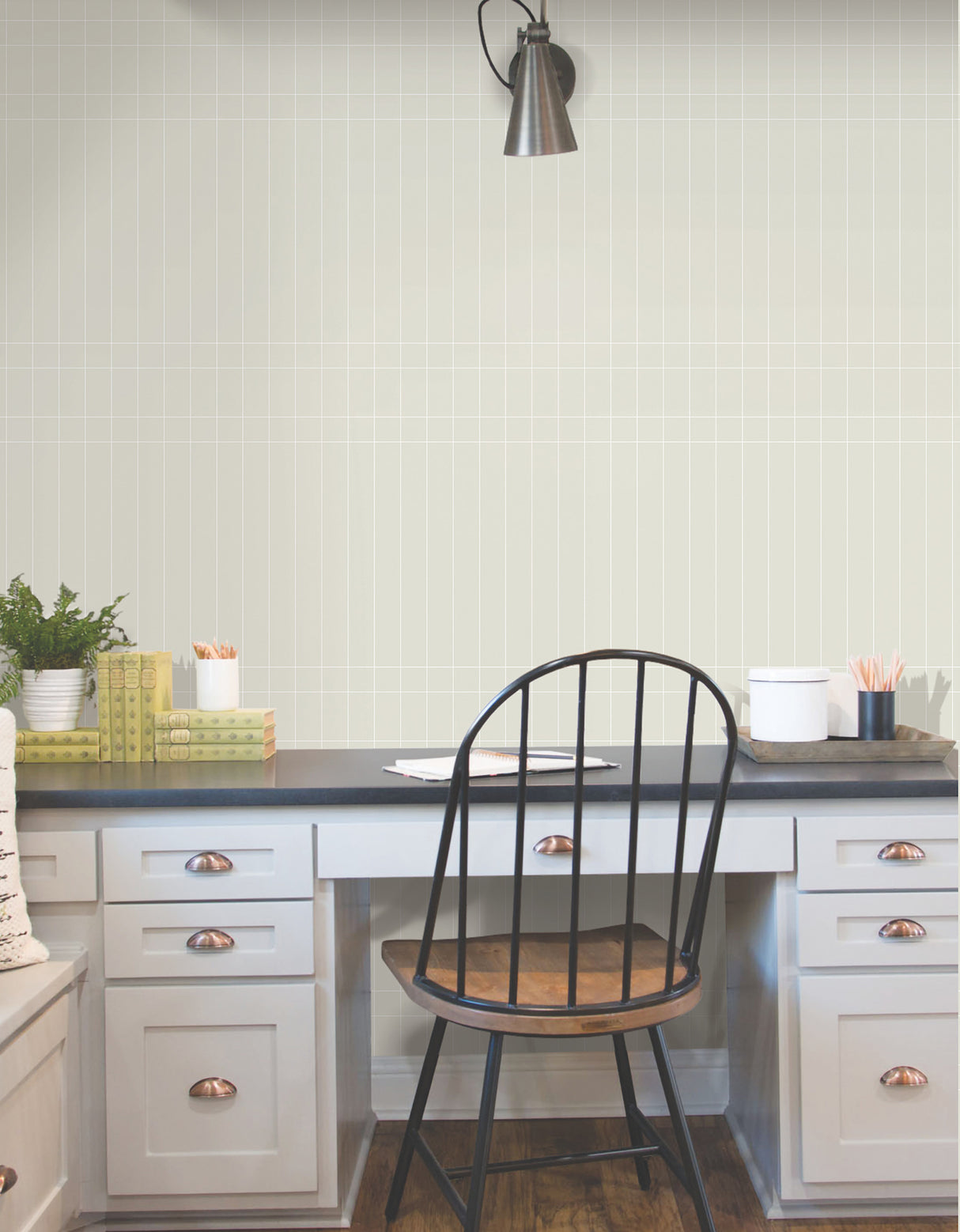 York PSW1512RL Linear Gridwork Beige Wallpaper