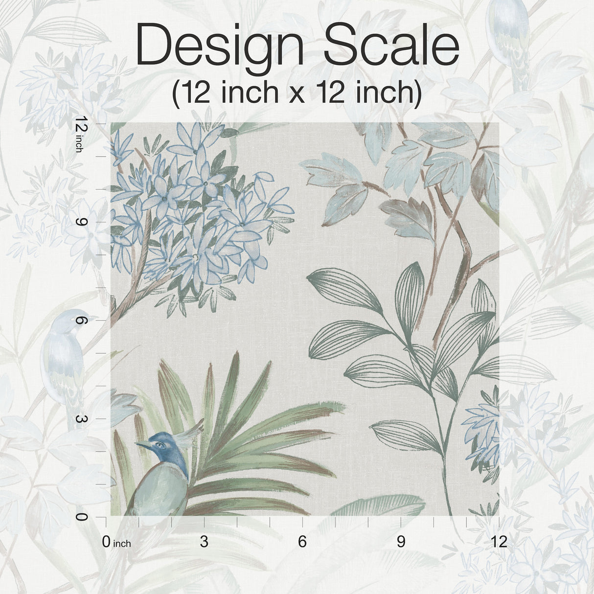 York PSW1517RL Handpainted Songbird Turquiose Peel & Stick Wallpaper