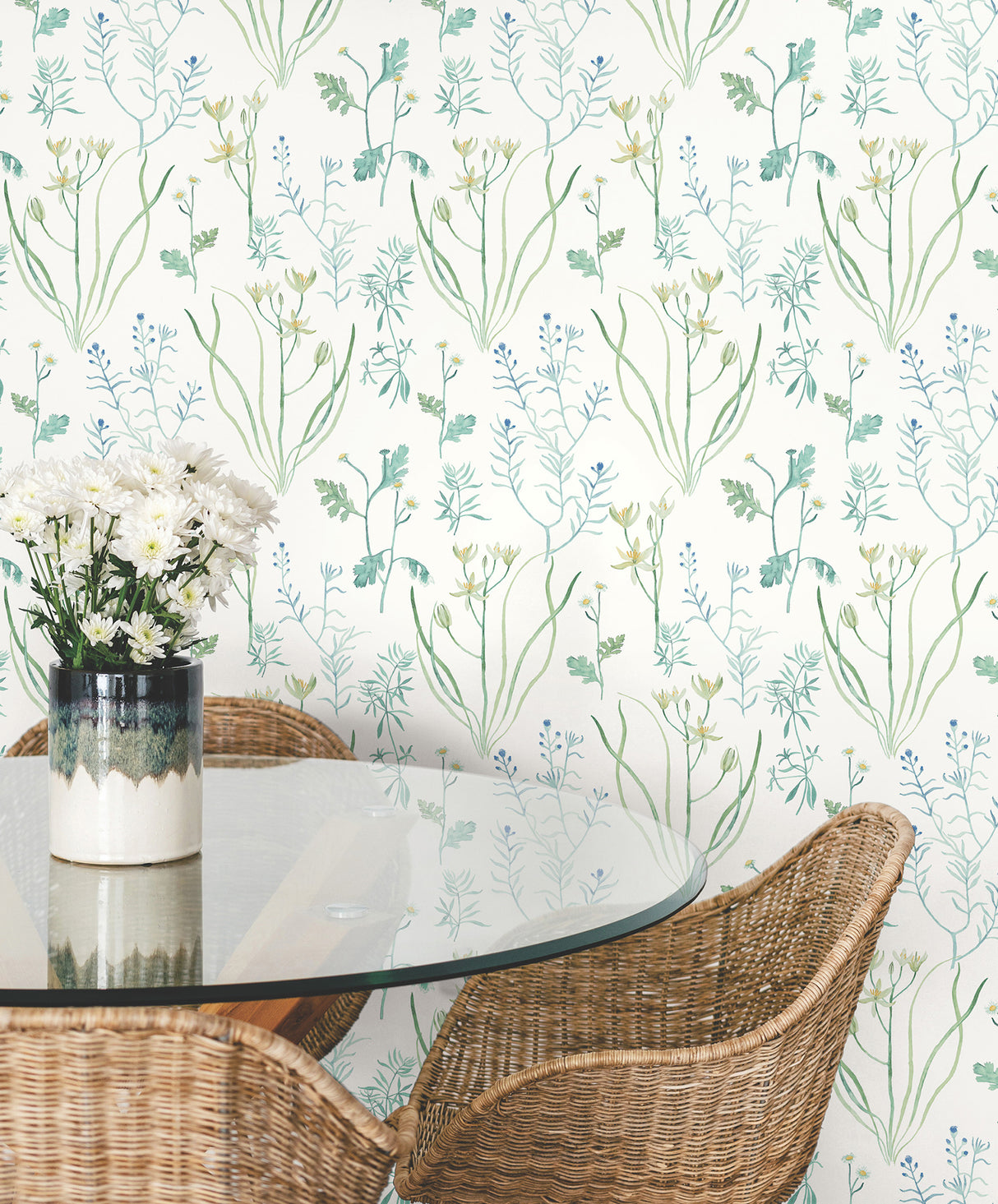 York PSW1520RL Alpine Botanical Blue Peel & Stick Wallpaper