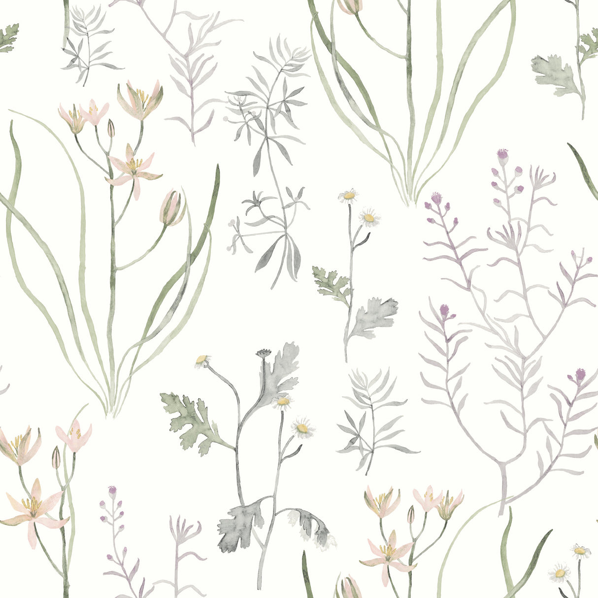 York PSW1521RL Alpine Botanical Lavender Peel & Stick Wallpaper