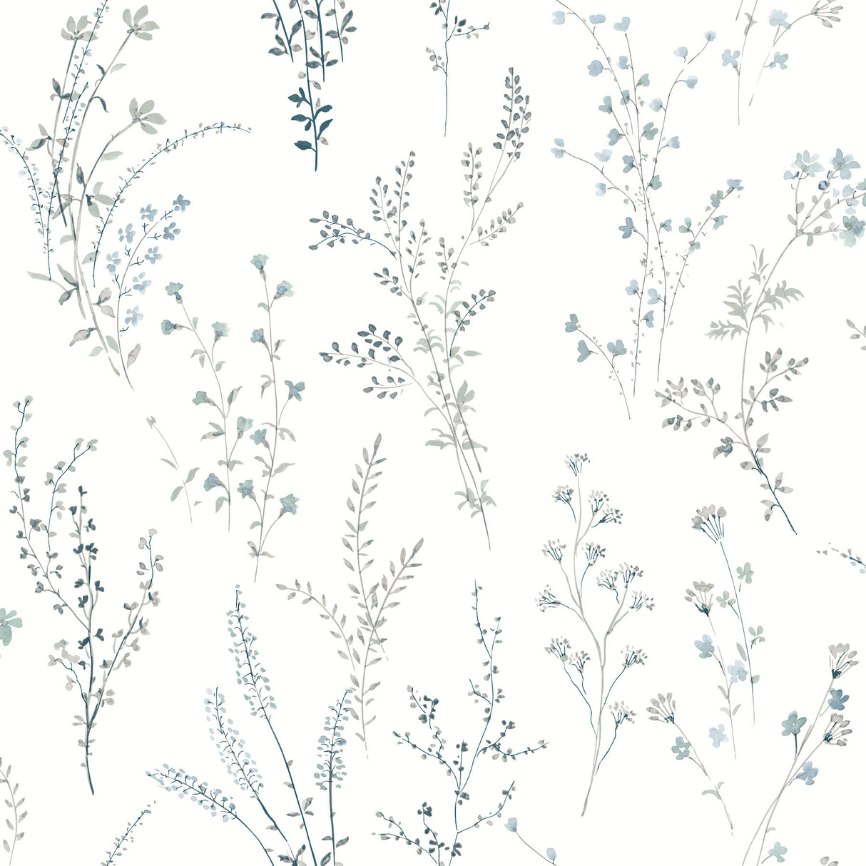 York PSW1523RL Wildflower Sprigs Blue & Green Peel & Stick Wallpaper