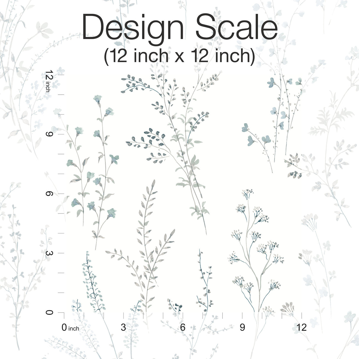 York PSW1523RL Wildflower Sprigs Blue & Green Peel & Stick Wallpaper