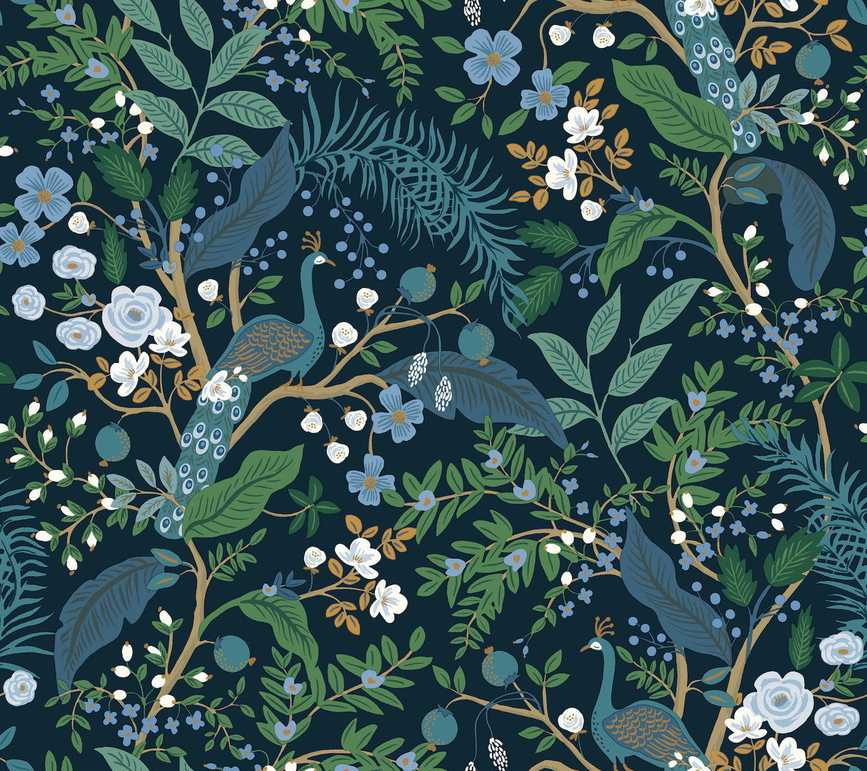 York PSW1536RL Peacock Garden Navy Peel & Stick Wallpaper