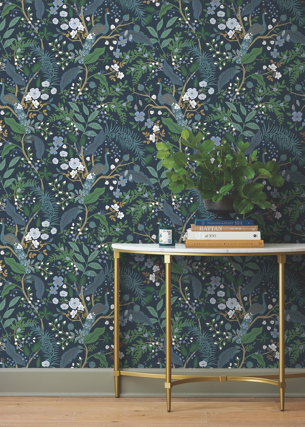 York PSW1536RL Peacock Garden Navy Peel & Stick Wallpaper