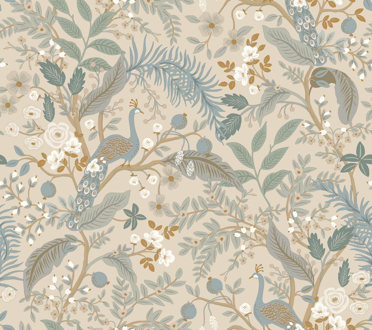 York PSW1538RL Peacock Garden Linen Peel & Stick Wallpaper