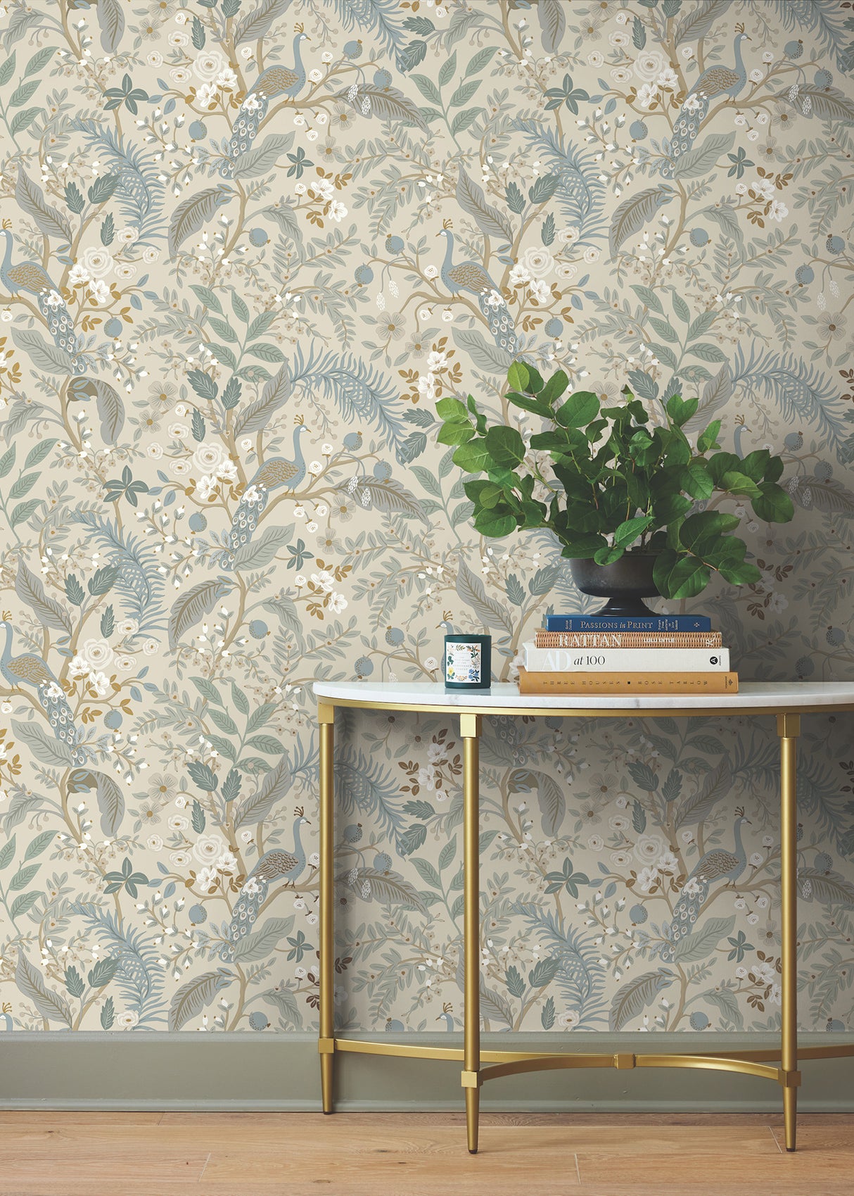 York PSW1538RL Peacock Garden Linen Peel & Stick Wallpaper