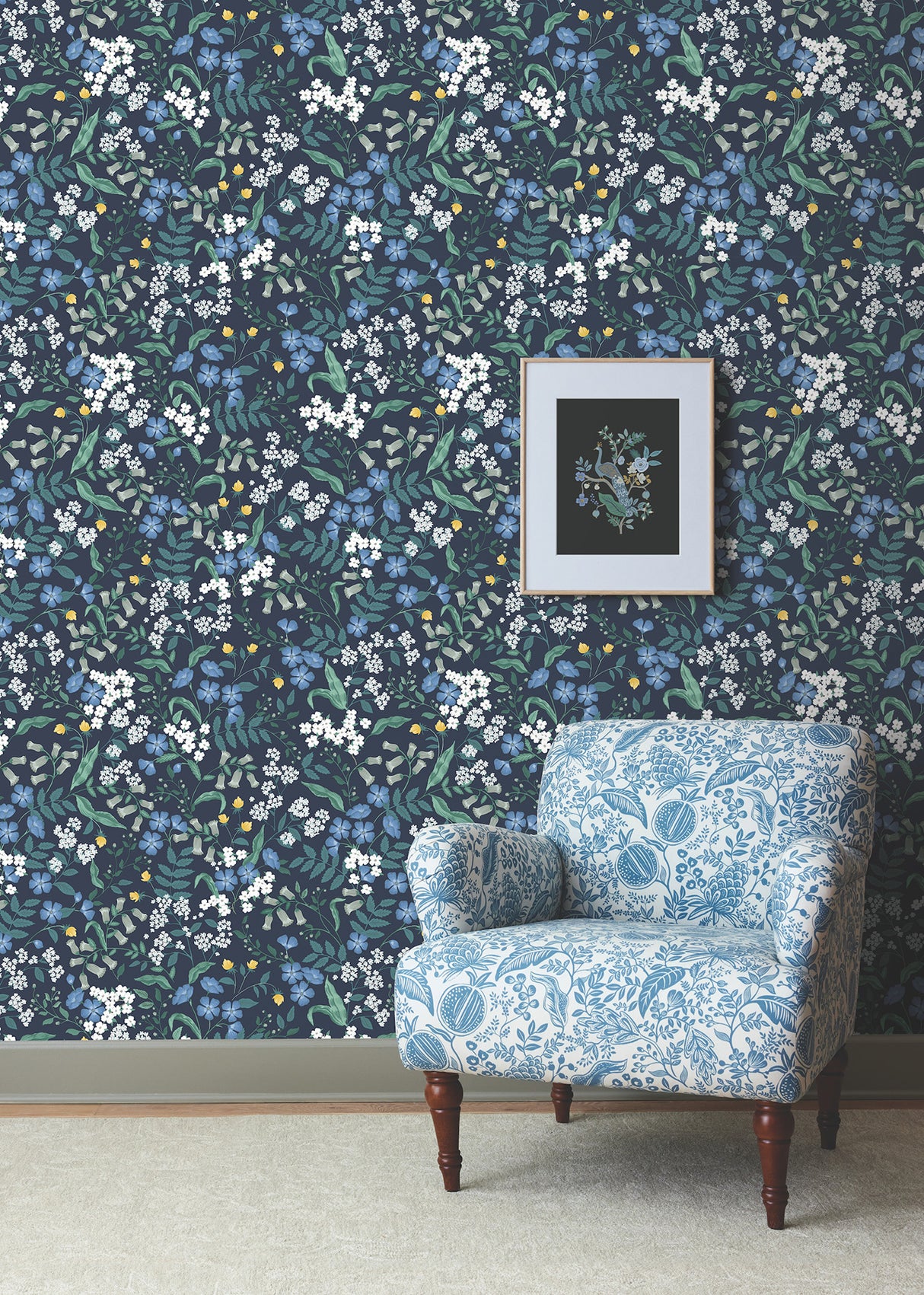 York PSW1544RL Sweetbrier Navy Peel & Stick Wallpaper
