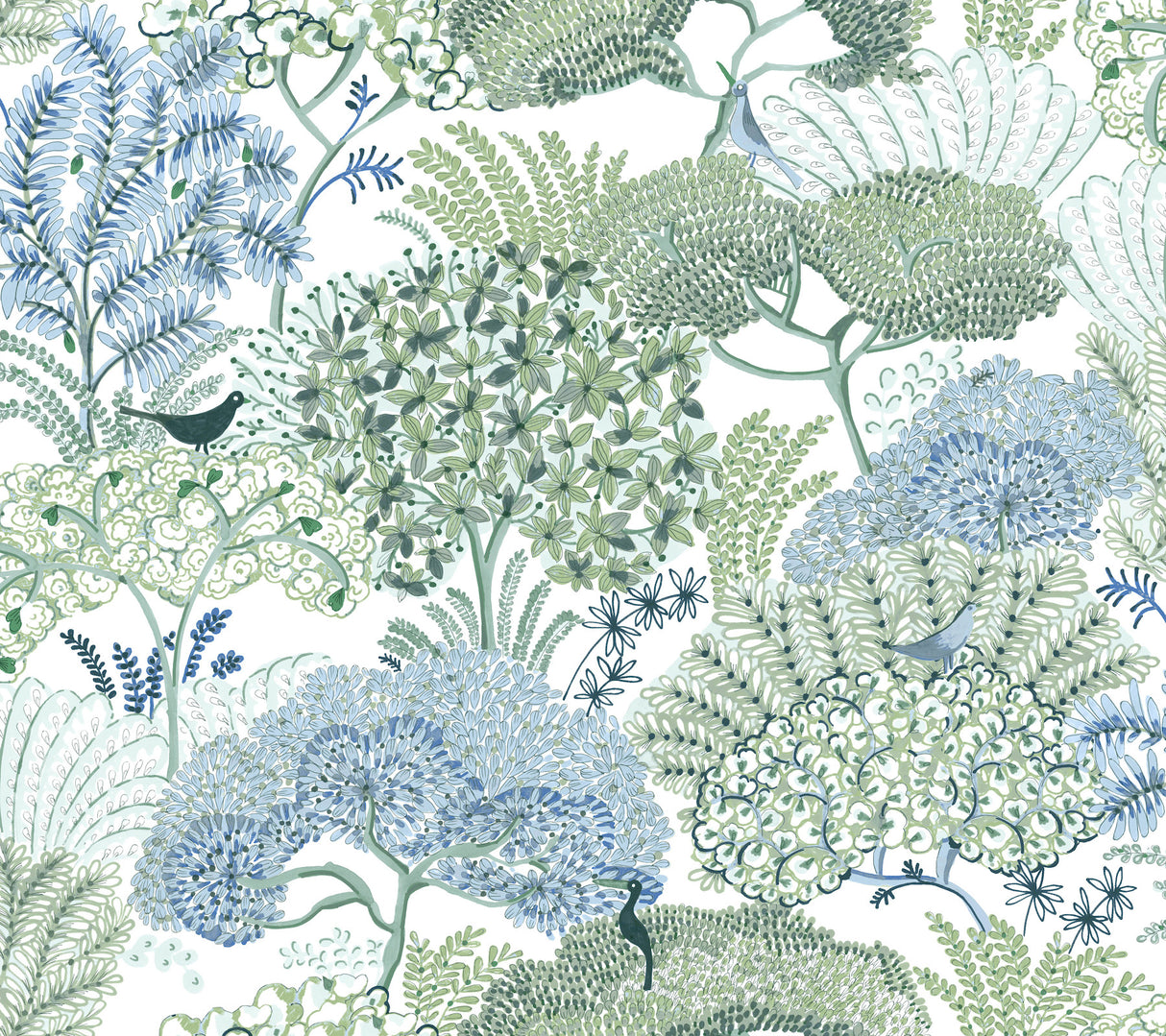 York Wallcoverings PSW1697RL Everbloom Forest Green Botanica