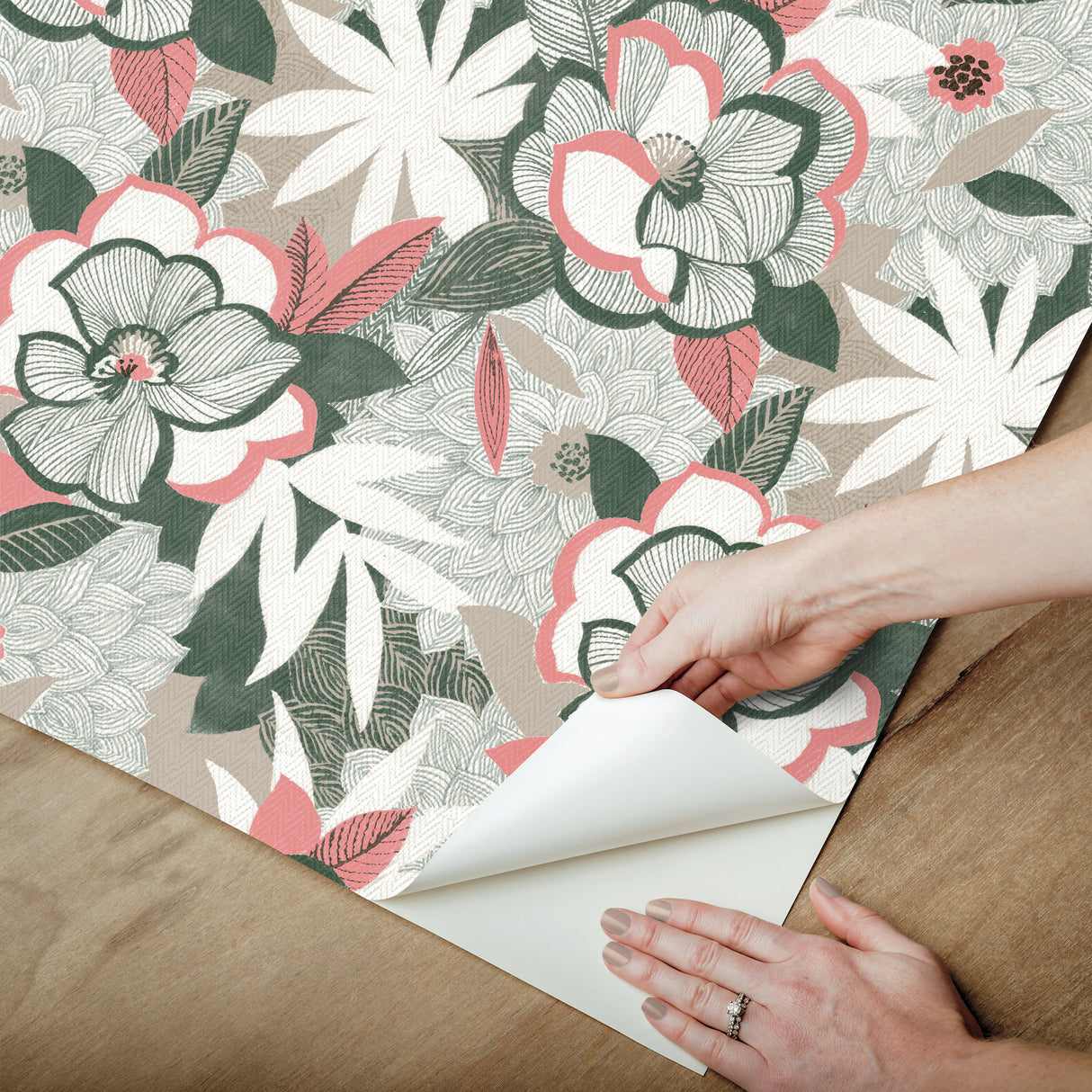 York Wallcoverings PSW1700RL Fantasium Coral Floral Peel + S