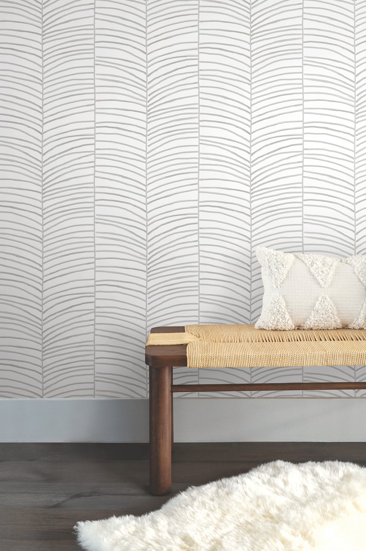 York Wallcoverings PSW1701RL Cascade Palm Grey Chic Tropics