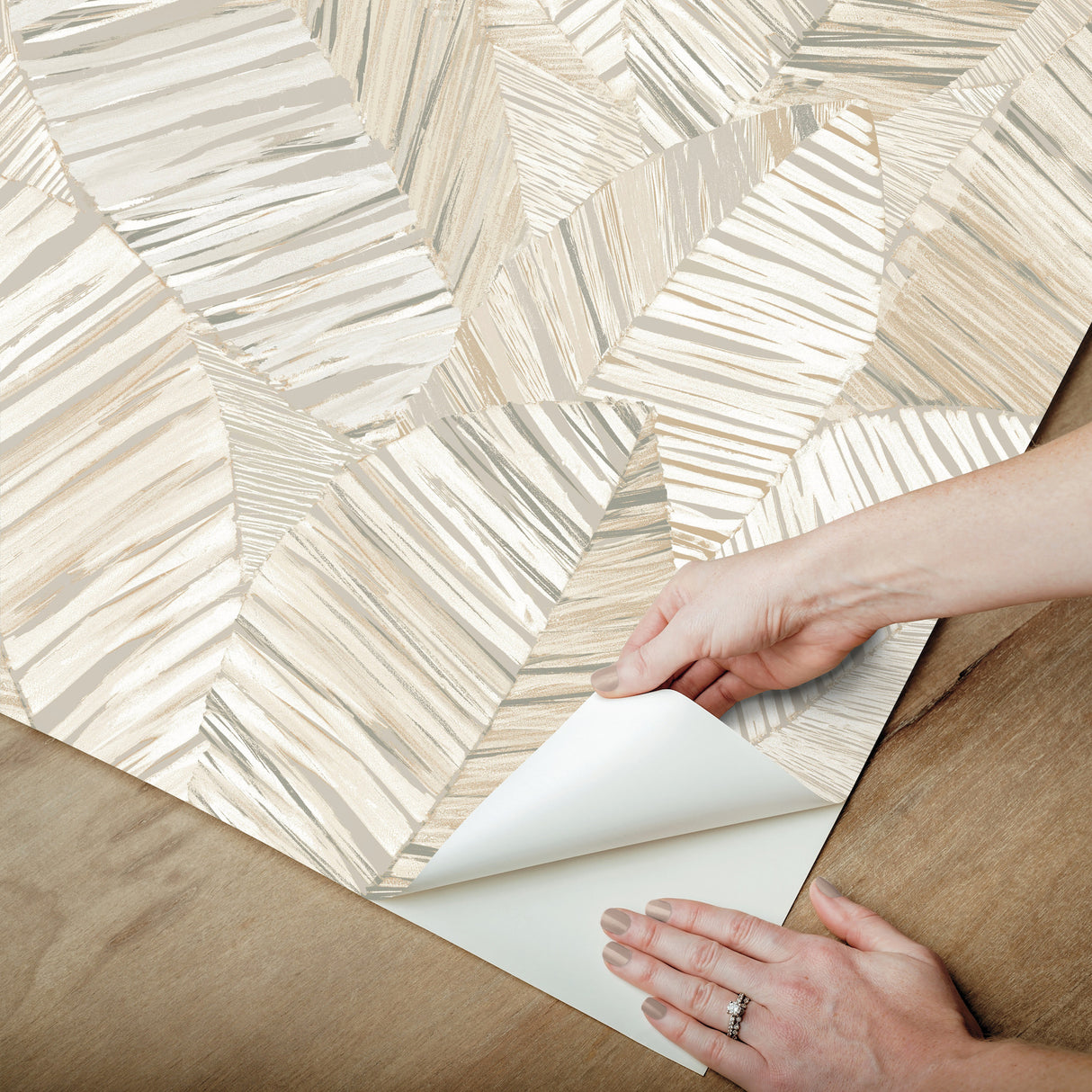 York Wallcoverings PSW1705RL Crown Canopy Neutral Palm Peel