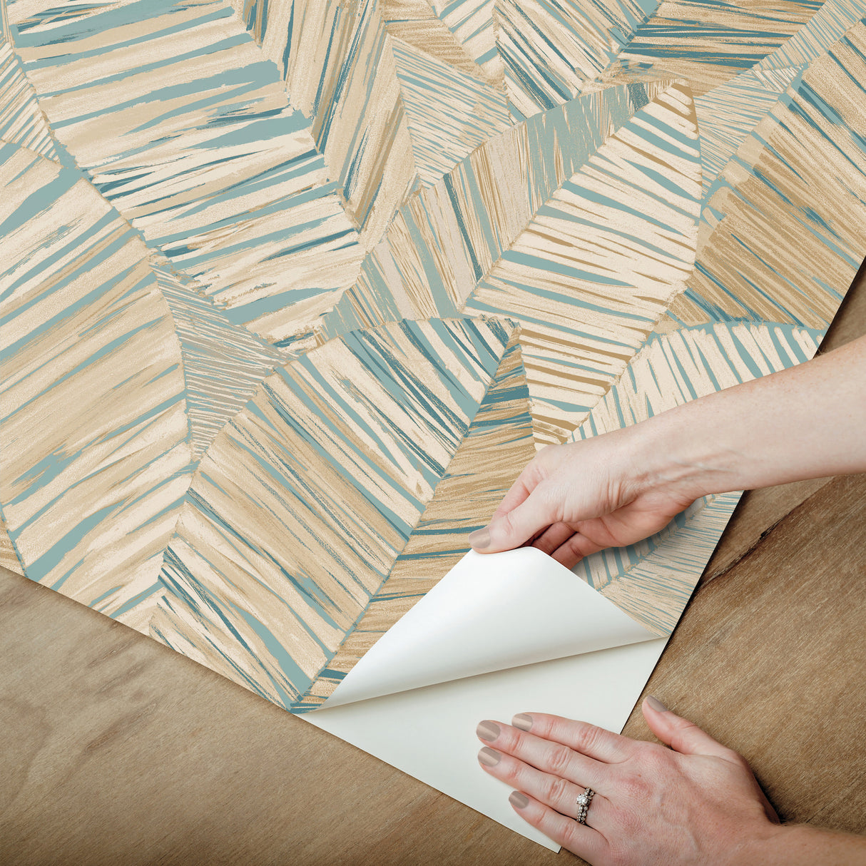 York Wallcoverings PSW1706RL Crown Canopy Teal Palm Peel + S