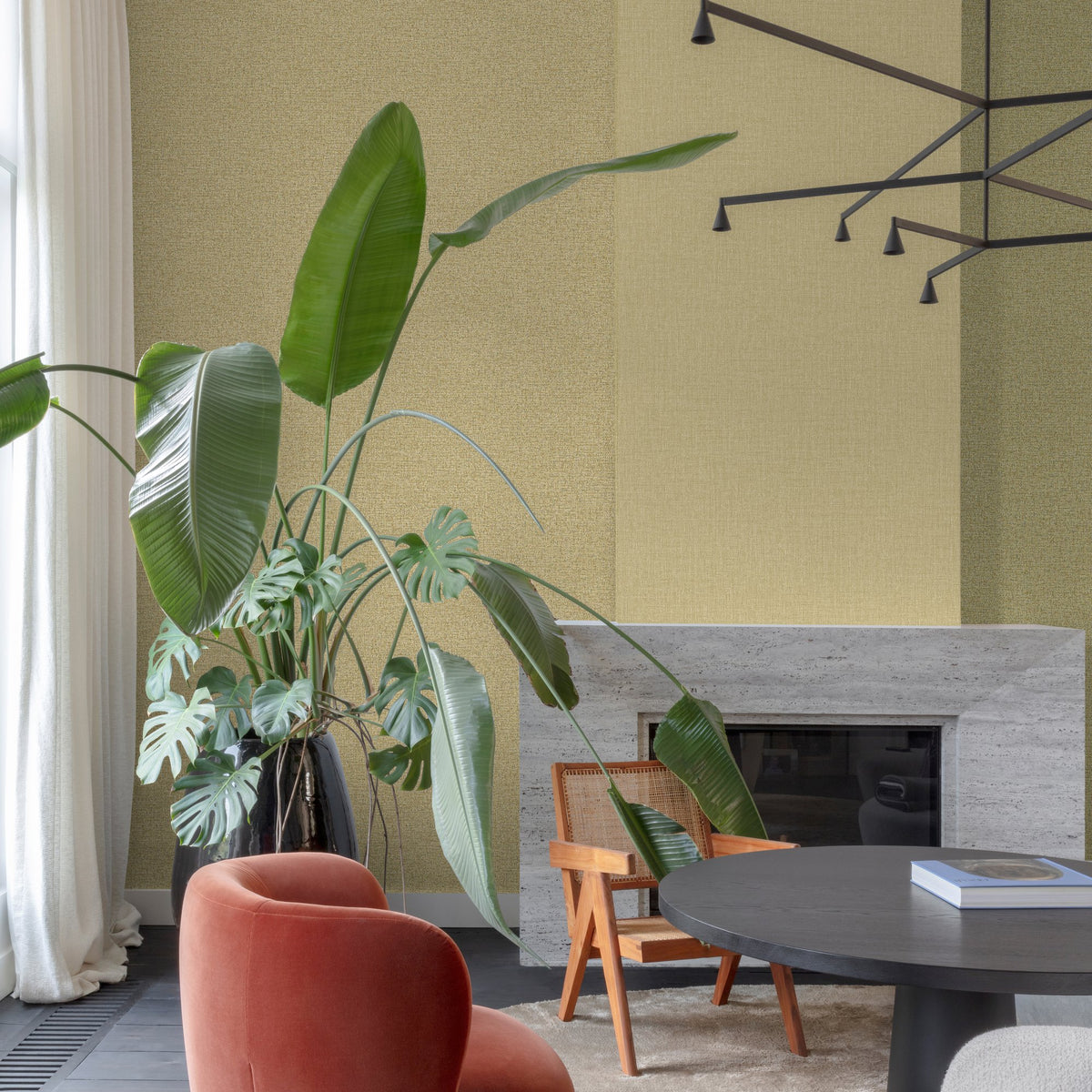 Galerie Precious Weaves Textile Plain Gold Wallpaper PW1110