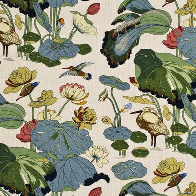 G P & J BAKER R1206.1.0 NYMPHEUS - LINEN STONE/PISTACHIO Fabric - Eade's Wallpaper