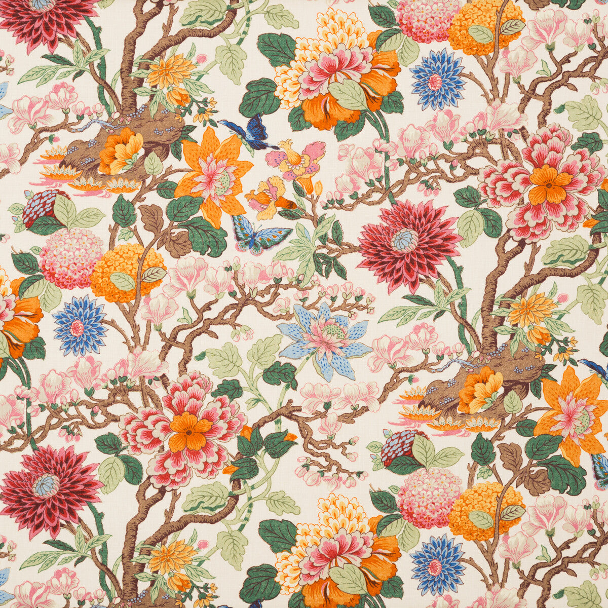 G P & J BAKER R1351.4.0 MAGNOLIA CREAM/BLUE Fabric - Eade's Wallpaper