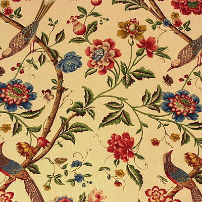 G P & J BAKER R1362.1.0 ELINORS CHINESE CREAM/BRICK Fabric - Eade's Wallpaper