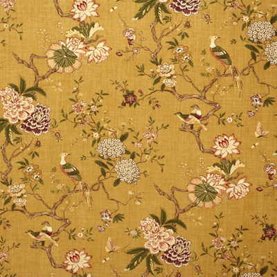 G P & J BAKER R1398.1.0 ORIENTAL BIRD GOLD Fabric - Eade's Wallpaper