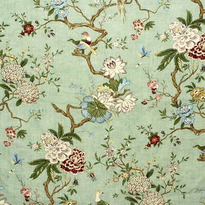 G P & J BAKER R1398.2.0 ORIENTAL BIRD EAU DE NIL Fabric - Eade's Wallpaper