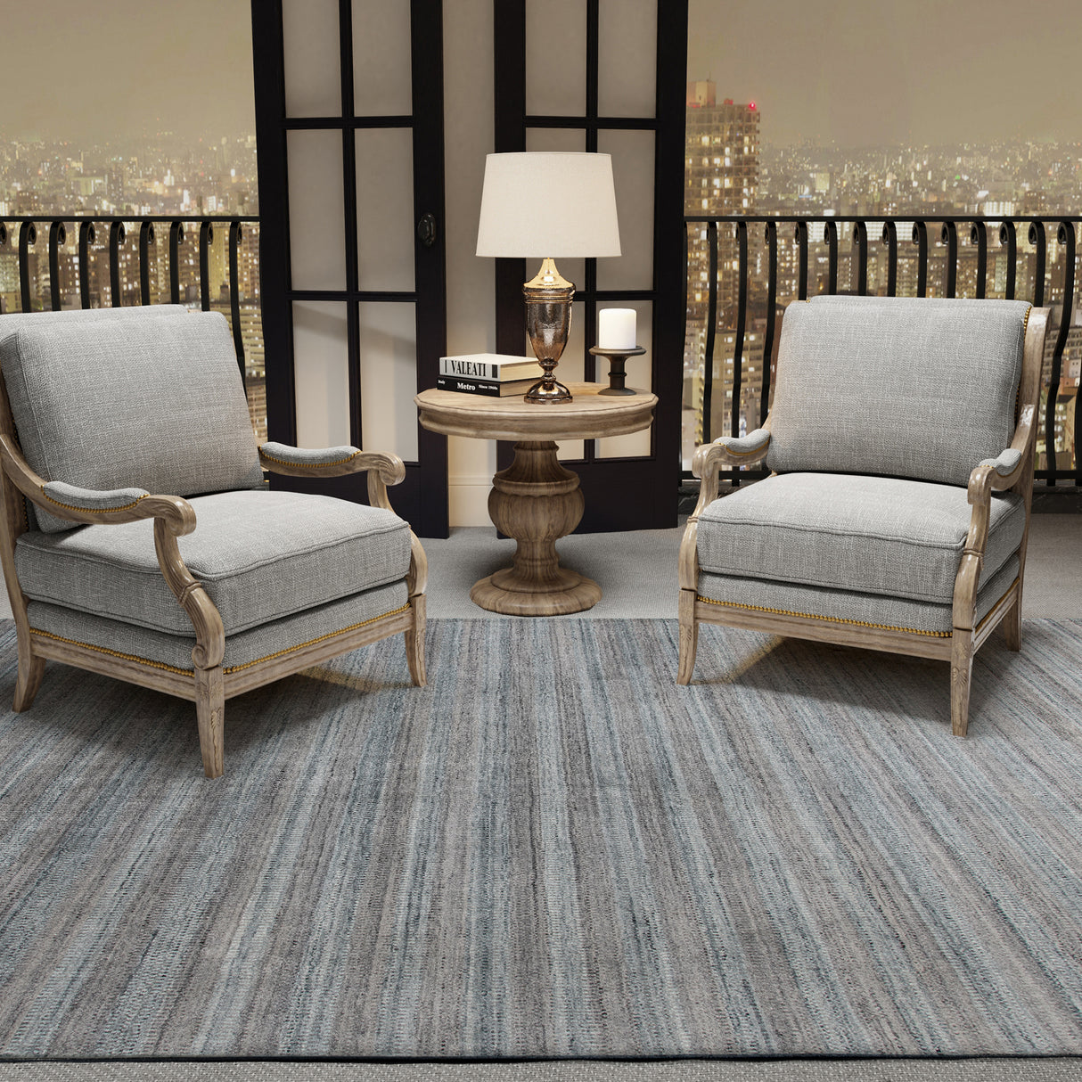 Amer Rugs RAF-7 Raffia Contemporary Striped Area Rug