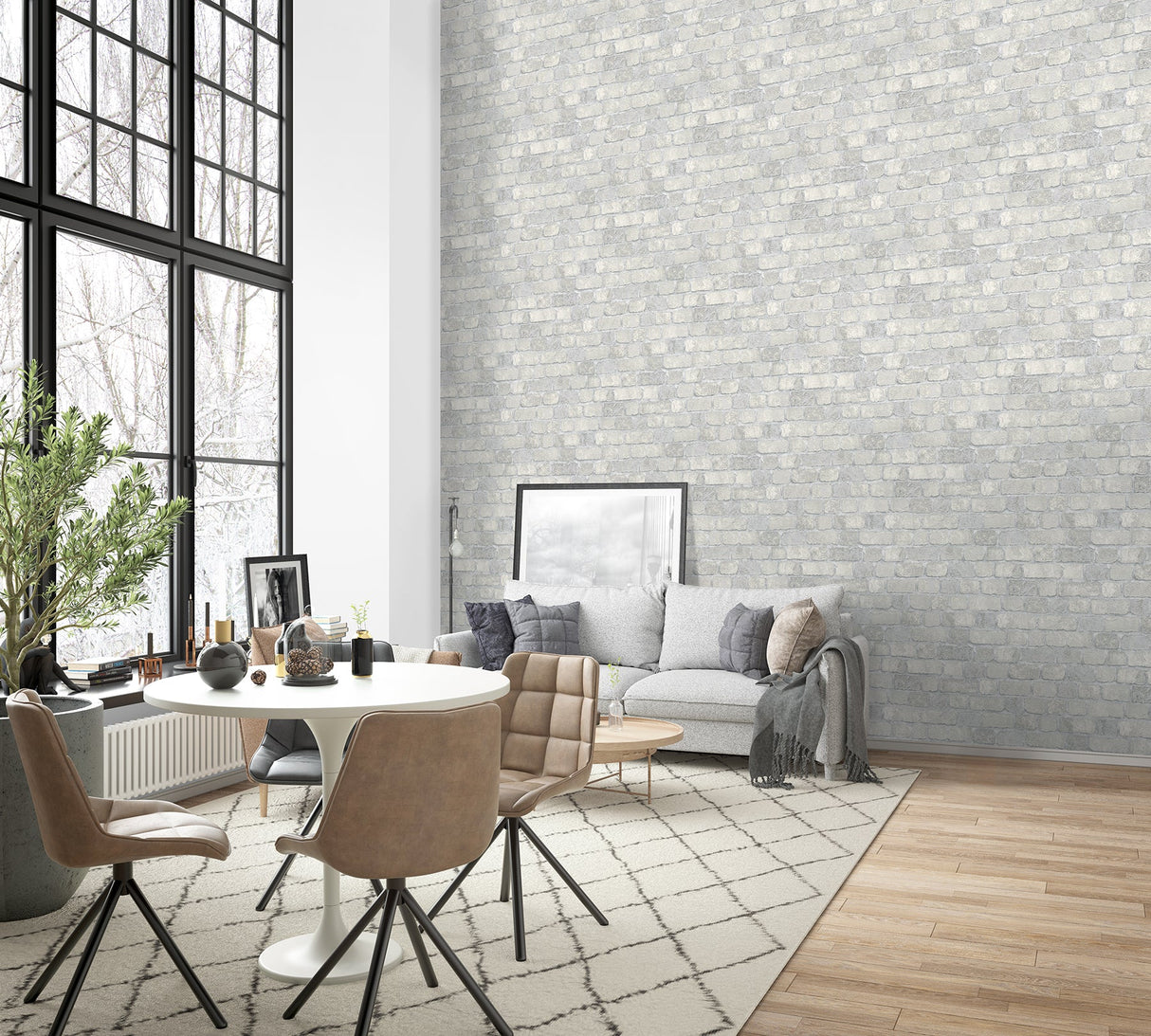 Brewster RD411 Princess Street Grey Brick Wallpaper