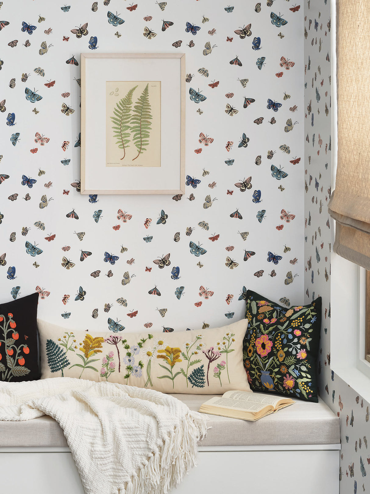 Rifle Paper Co. RF7411 Butterfly House White Wallpaper
