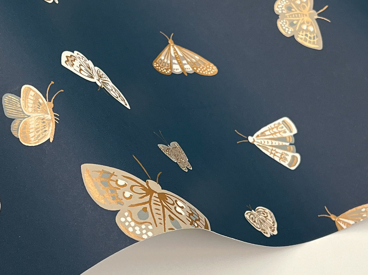 Rifle Paper Co. RF7415 Butterfly House Navy Wallpaper
