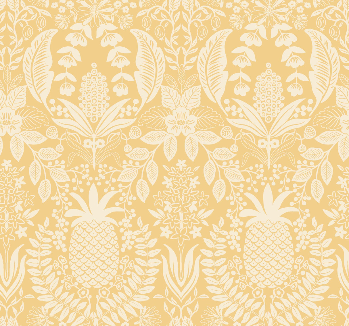 Rifle Paper Co. RF7481 Pineapple Damask Yellow Wallpaper