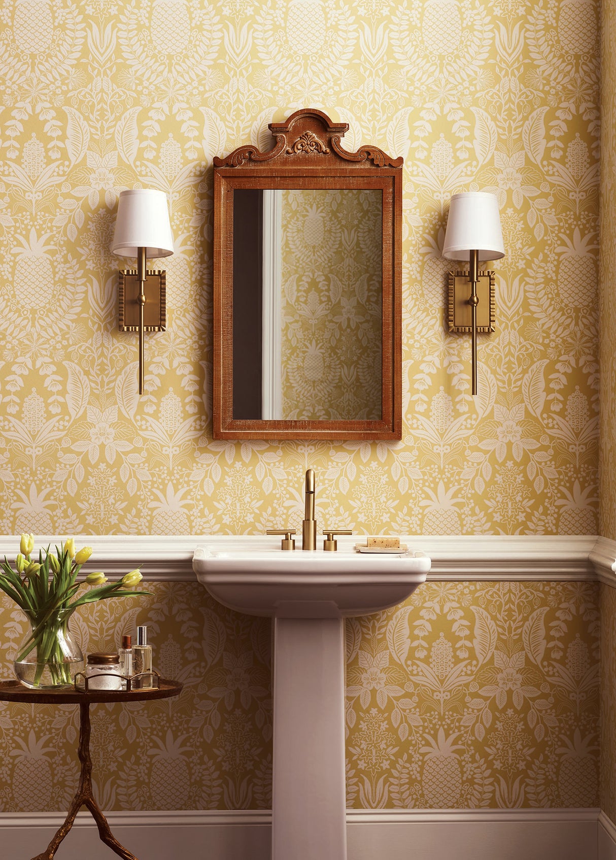 Rifle Paper Co. RF7481 Pineapple Damask Yellow Wallpaper