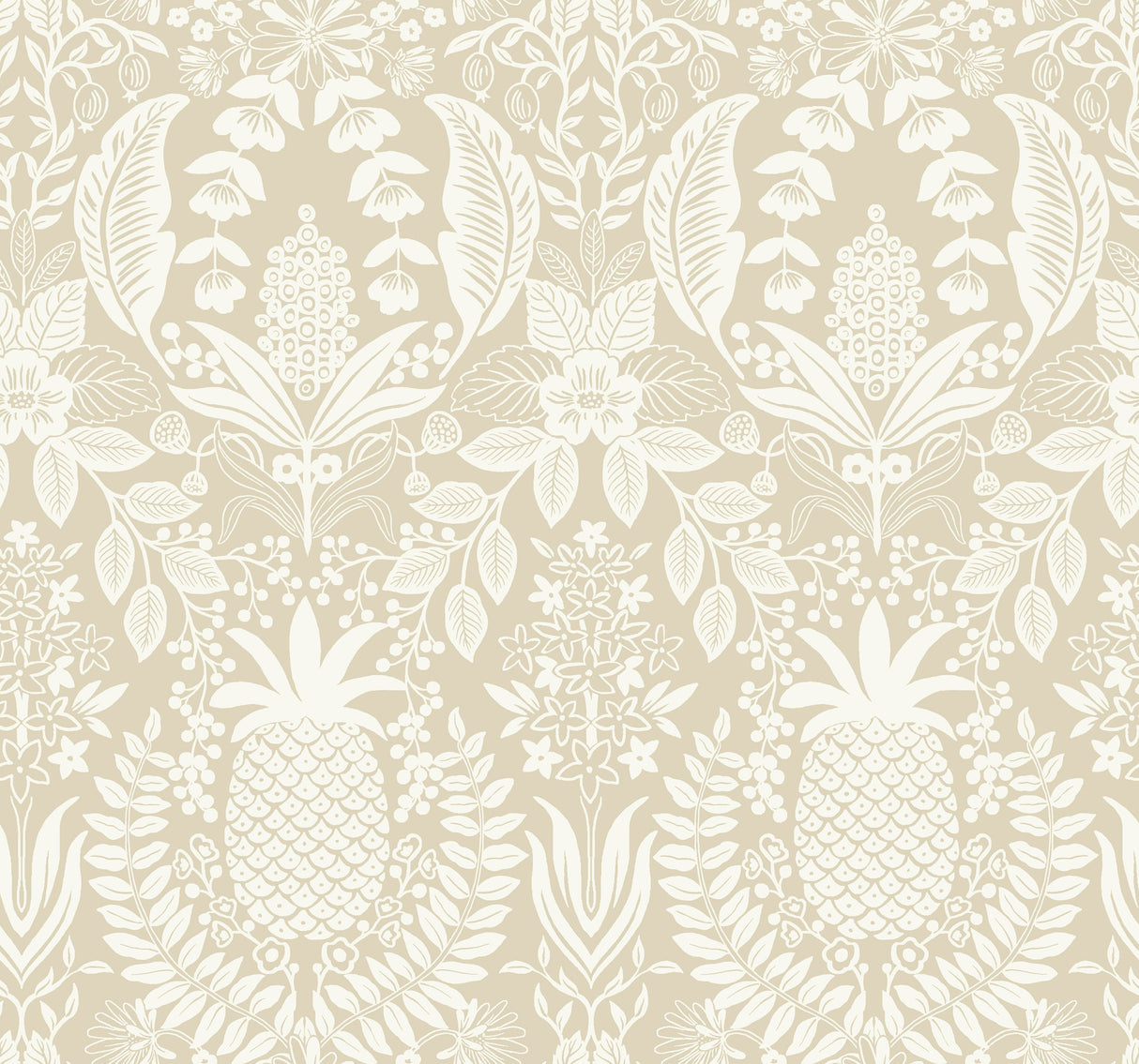 Rifle Paper Co. RF7485 Pineapple Damask Linen Wallpaper