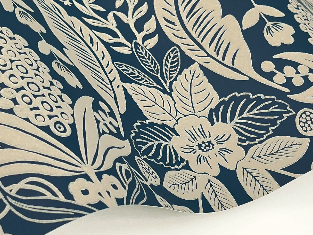 Rifle Paper Co. RF7486 Pineapple Damask Navy Wallpaper