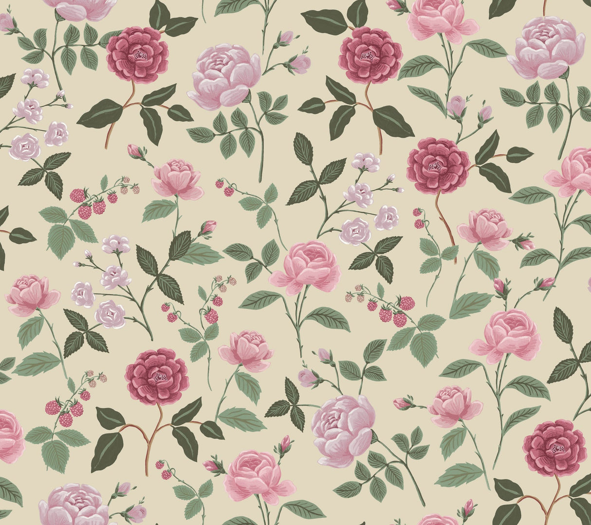 Rifle Paper Co. RF7541 Roses Linen Wallpaper