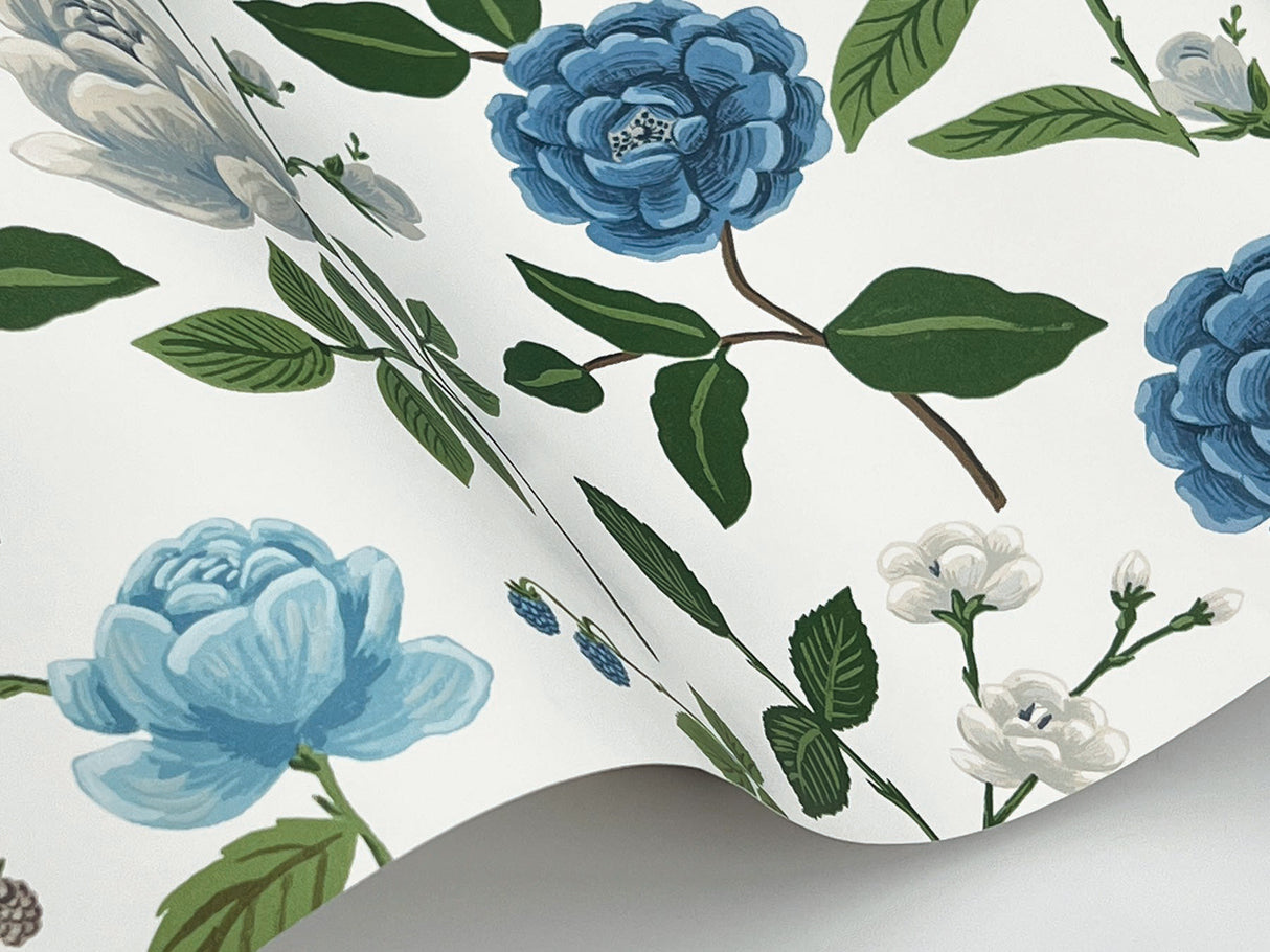 Rifle Paper Co. RF7543 Roses Blue Wallpaper
