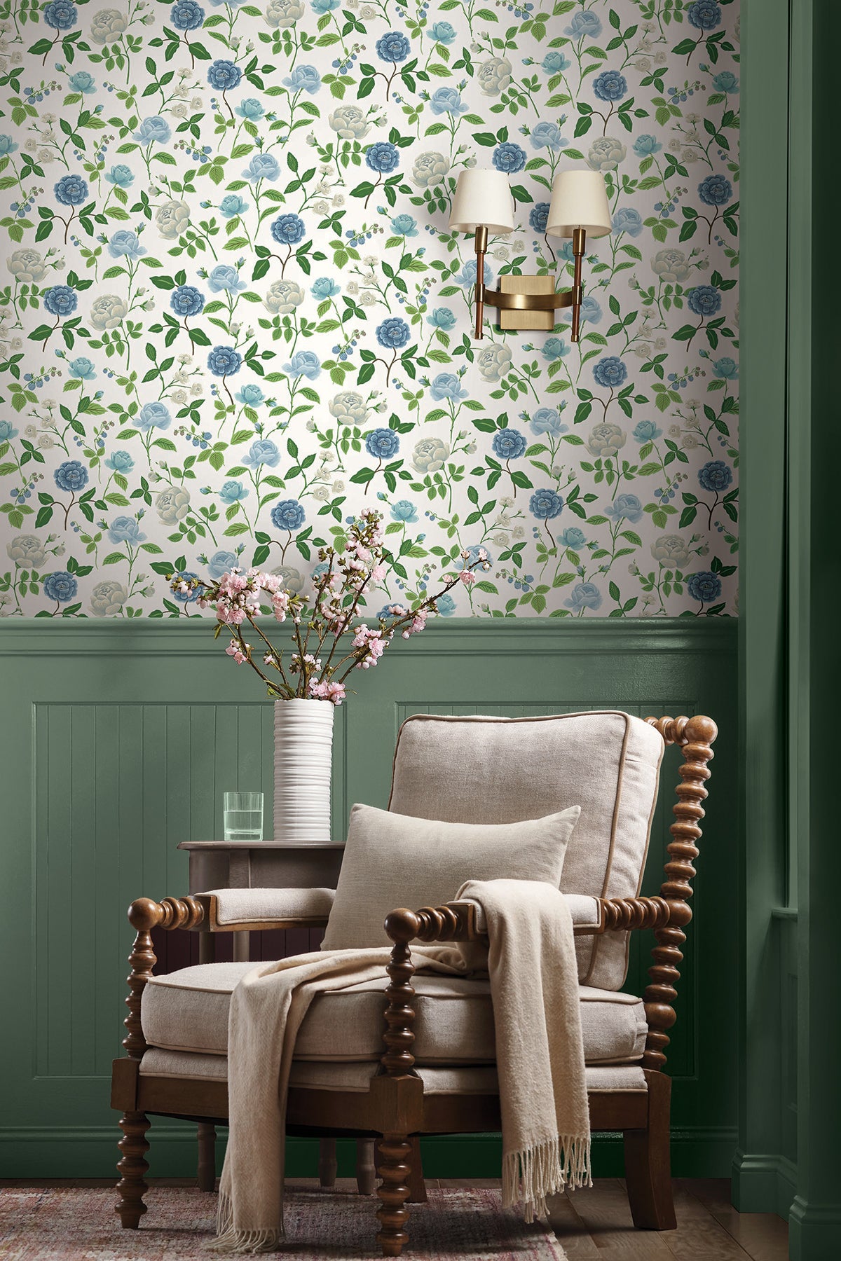 Rifle Paper Co. RF7543 Roses Blue Wallpaper
