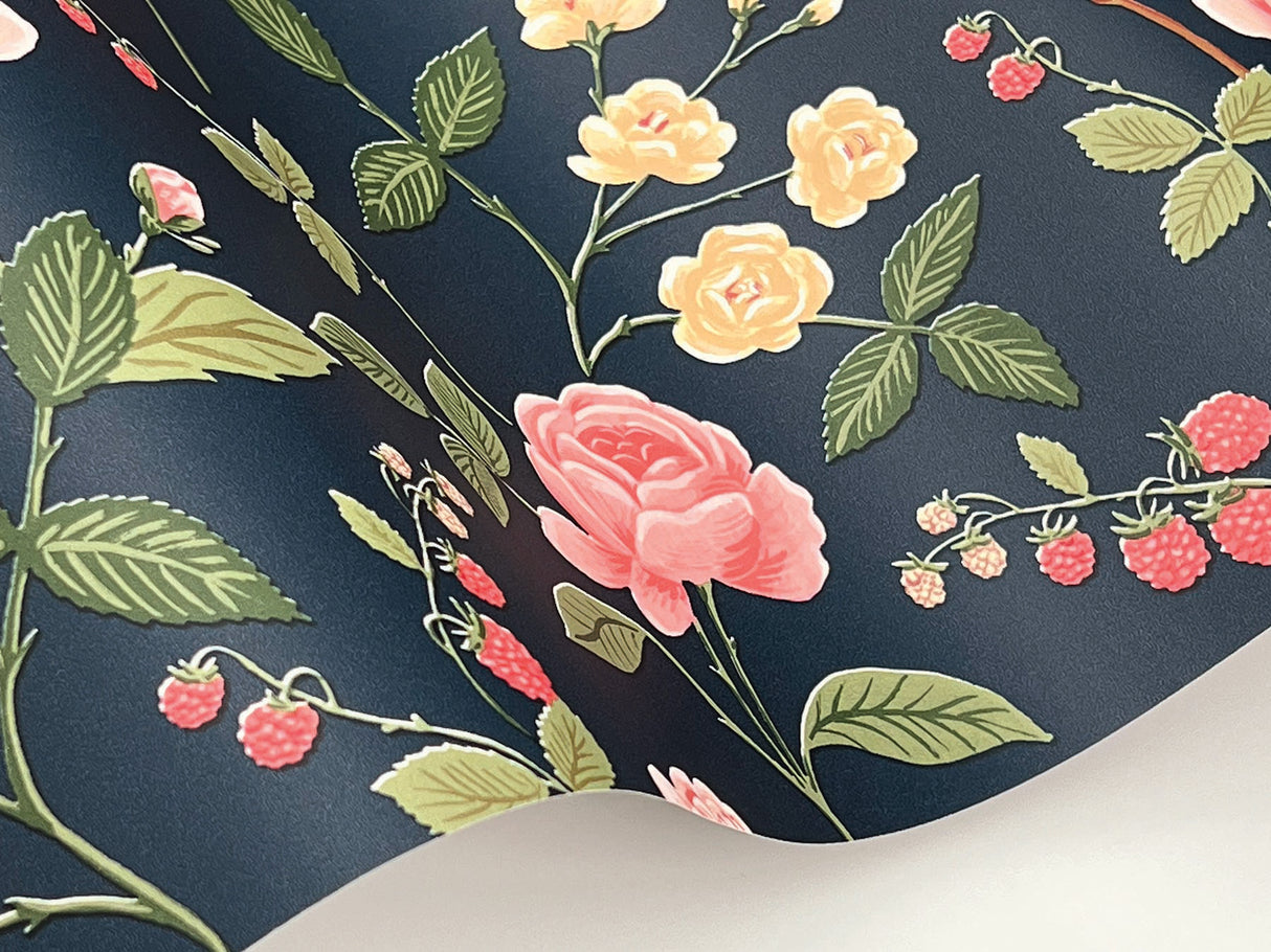 Rifle Paper Co. RF7544 Roses Navy Wallpaper