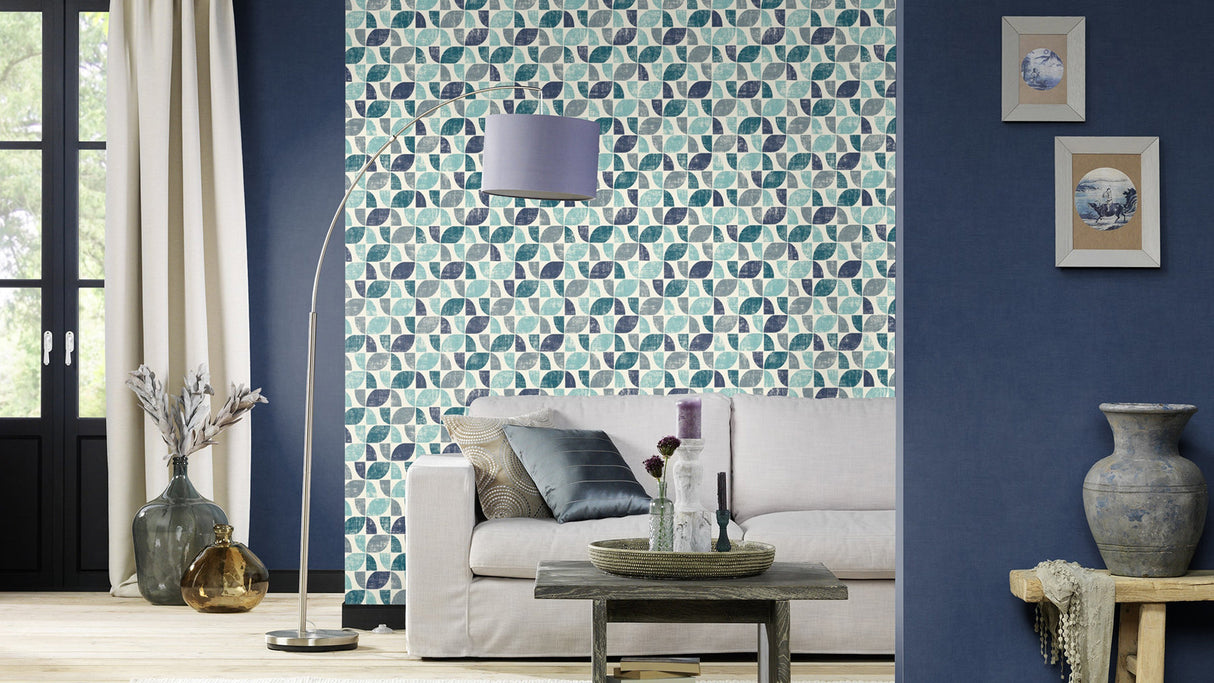 Rasch RH519839 Dorwin Blue Geometric Wallpaper