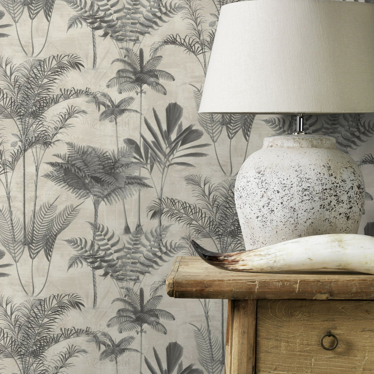 Rasch RH555134 Kinabalu Charcoal Rainforest Wallpaper