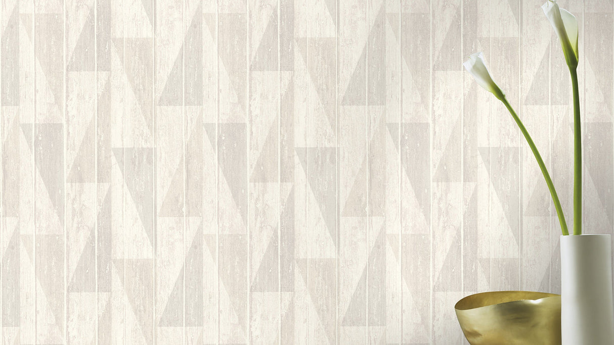 Rasch RH809107 Nilsson White Geometric Wood Wallpaper