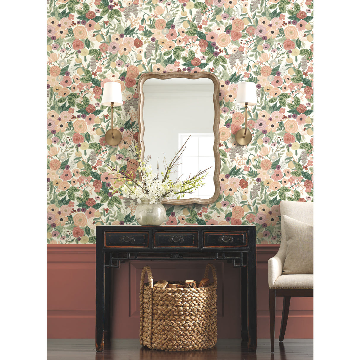 York RI5122 Garden Party Burgundy Wallpaper