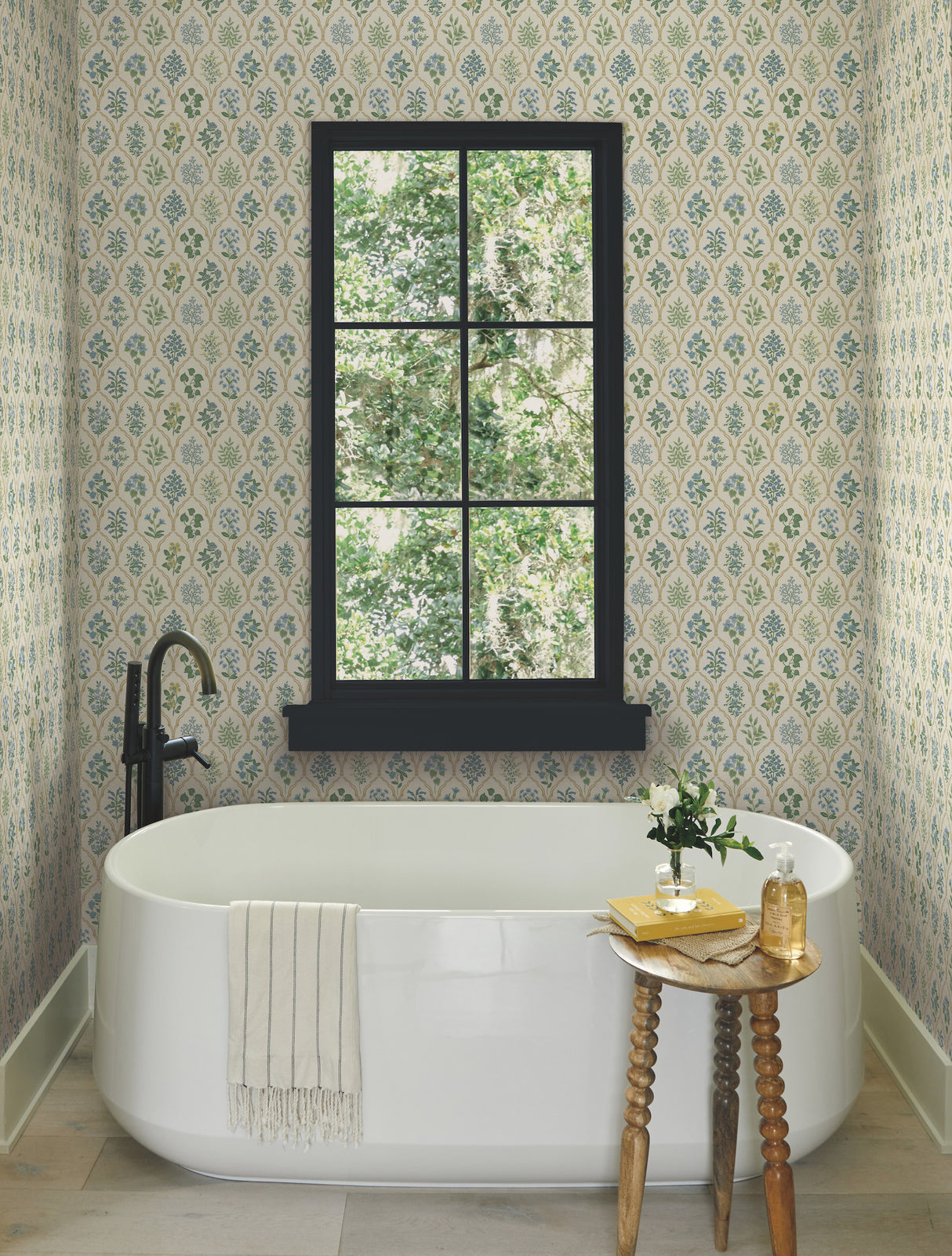 York RI5132 Hawthorne Blue & Green Wallpaper