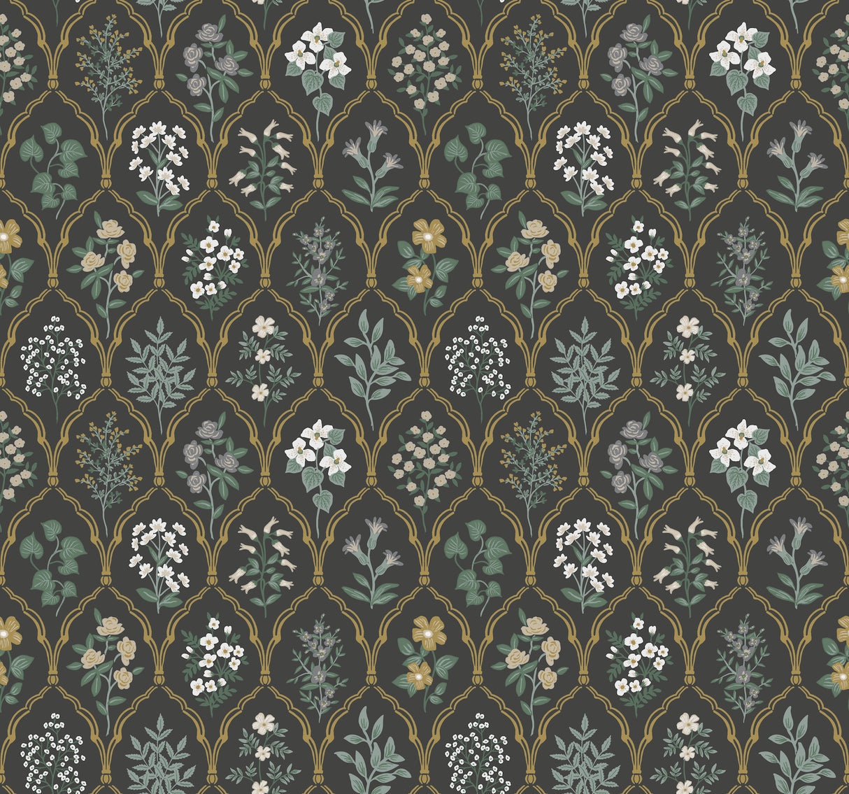York RI5133 Hawthorne Black & Cream Wallpaper
