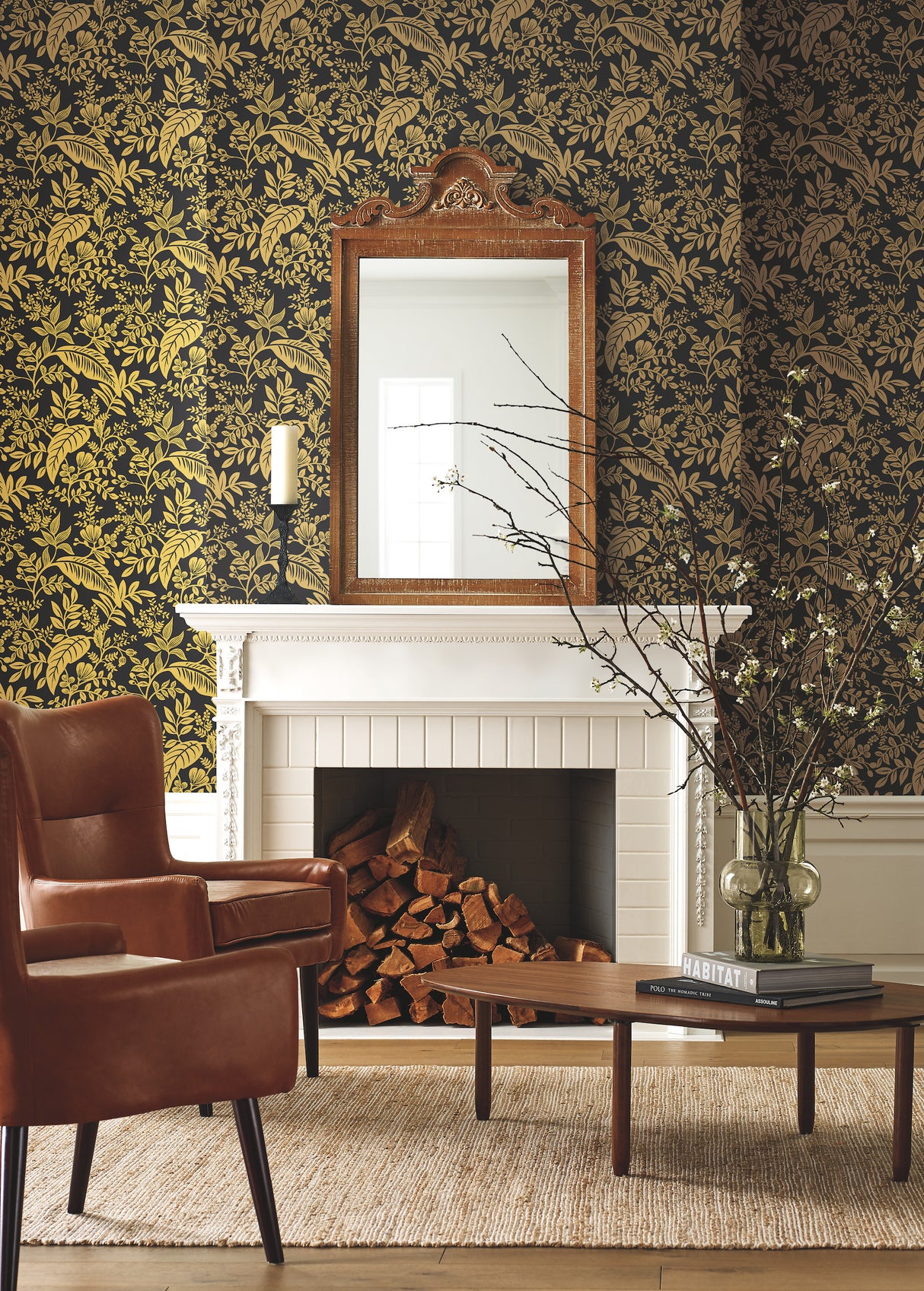 York RI5139 Canopy Gold & Black Wallpaper