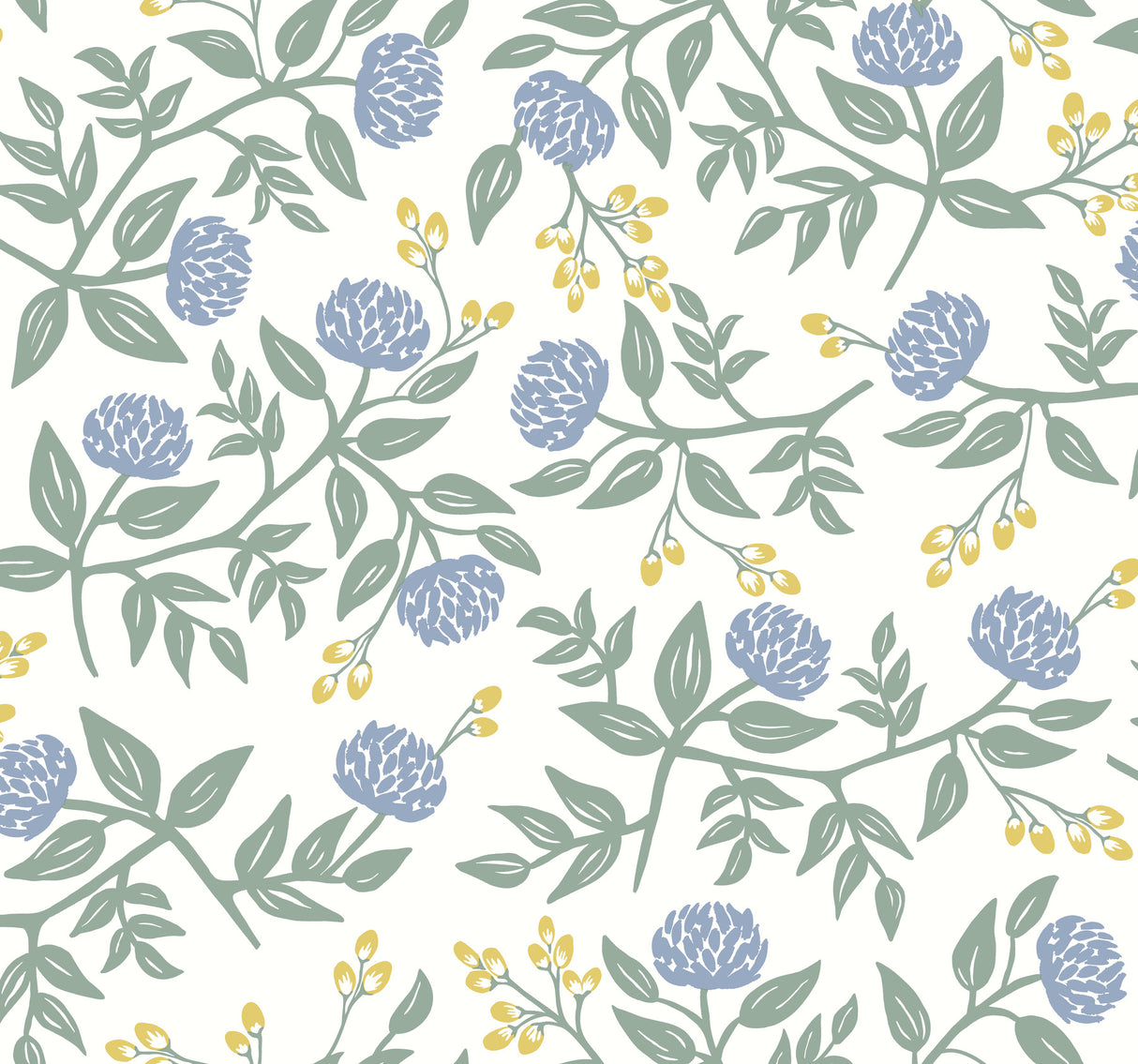 York RI5148 Peonies Periwinkle & Sage Wallpaper
