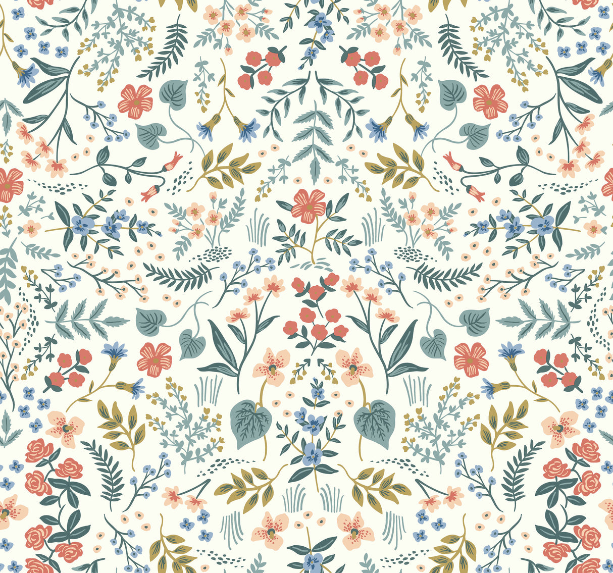 York RI5157 Wildwood Beige & Coral Wallpaper