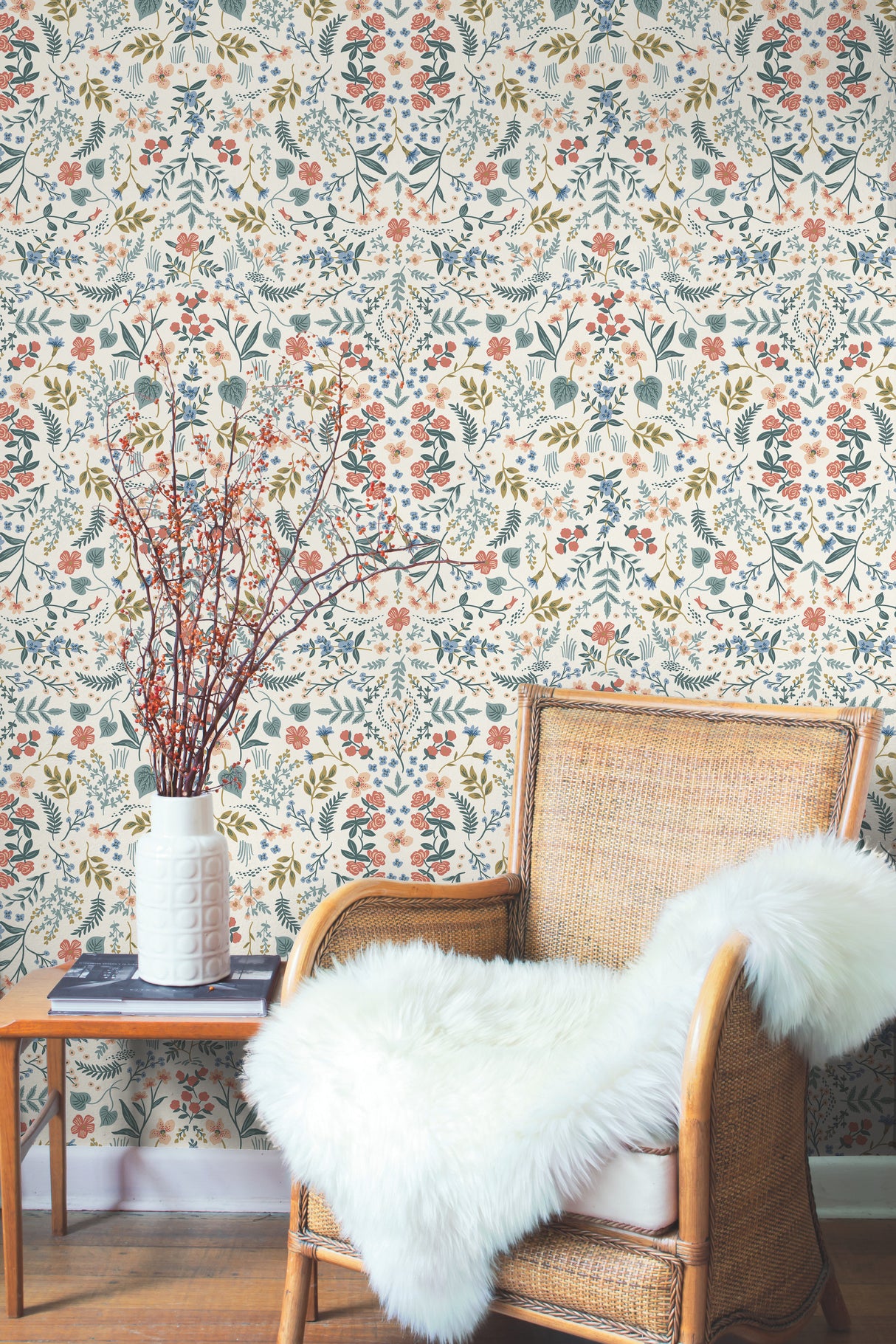 York RI5157 Wildwood Beige & Coral Wallpaper