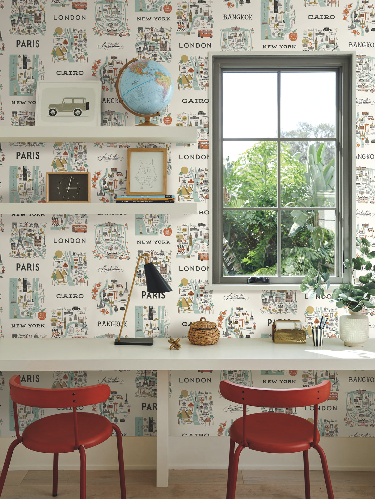 York RI5160 City Maps Mint Metallic Wallpaper