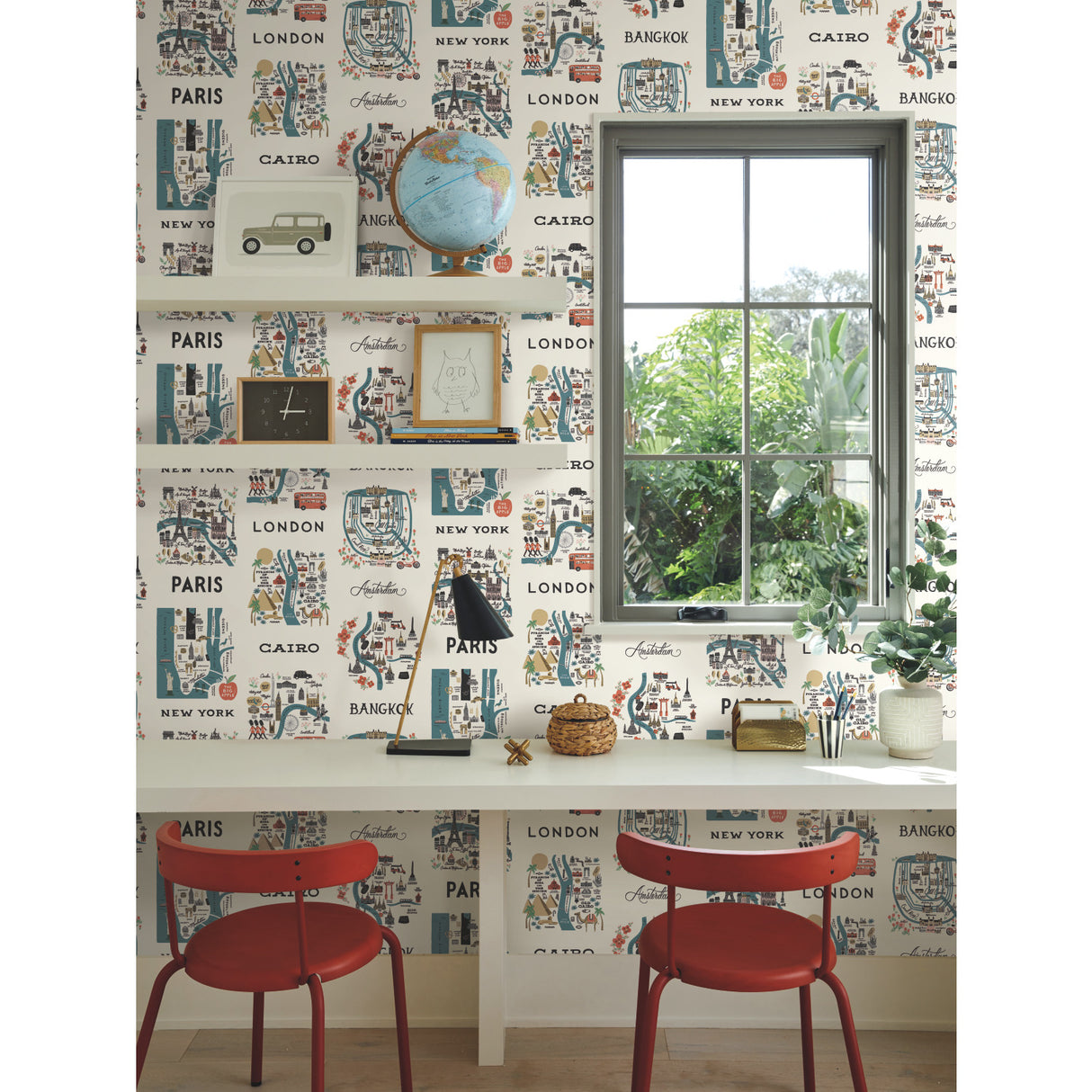 York RI5162 City Maps Blue & Red Wallpaper