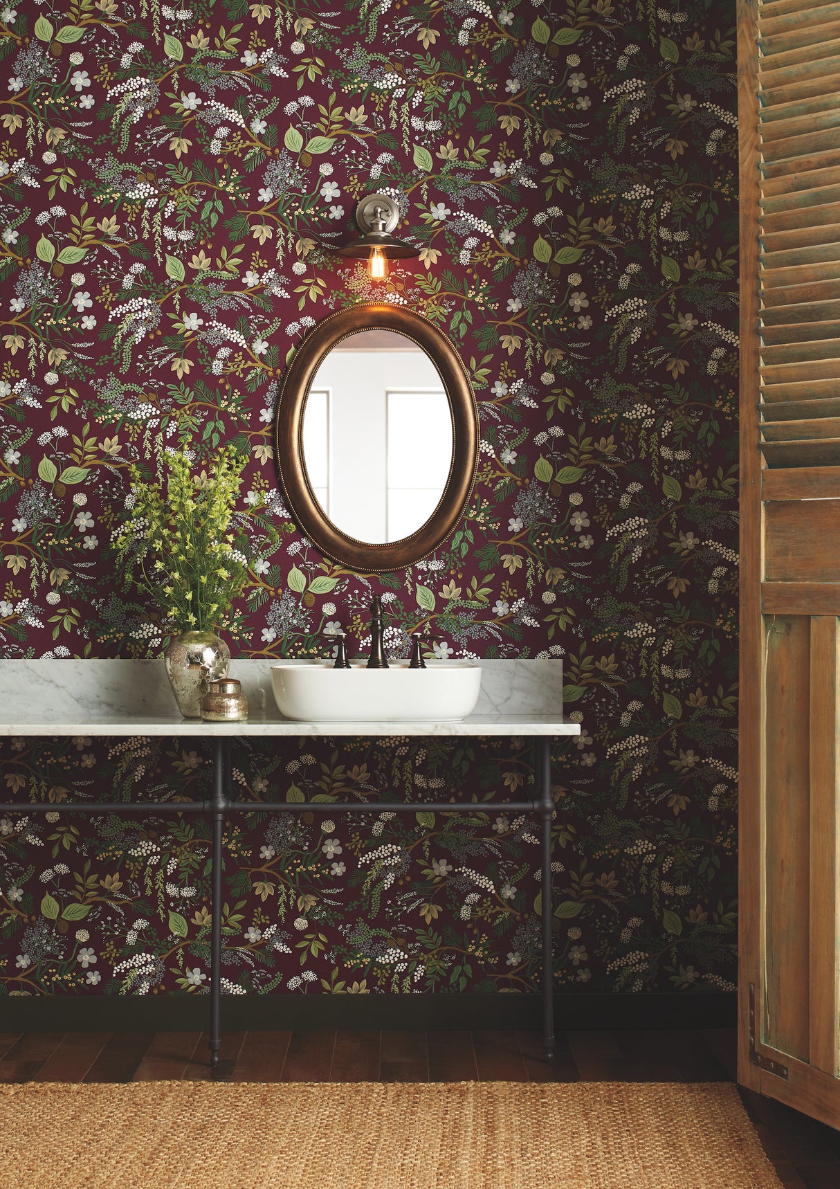 York RI5164 Juniper Forest Burgundy Wallpaper
